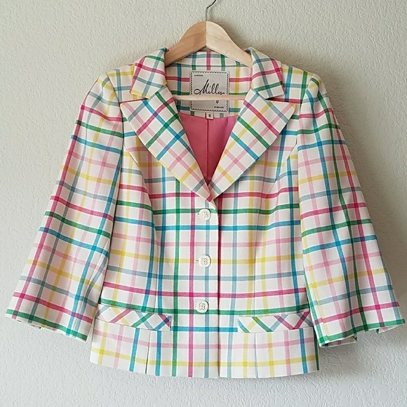 Milly Jackets & Blazers - Milly Pastel Plaid Blazer size 6